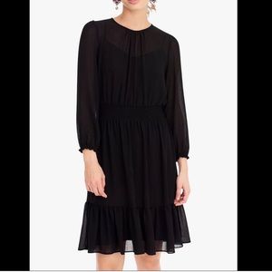 JCrew long sleeve black sheer dress sz XXS